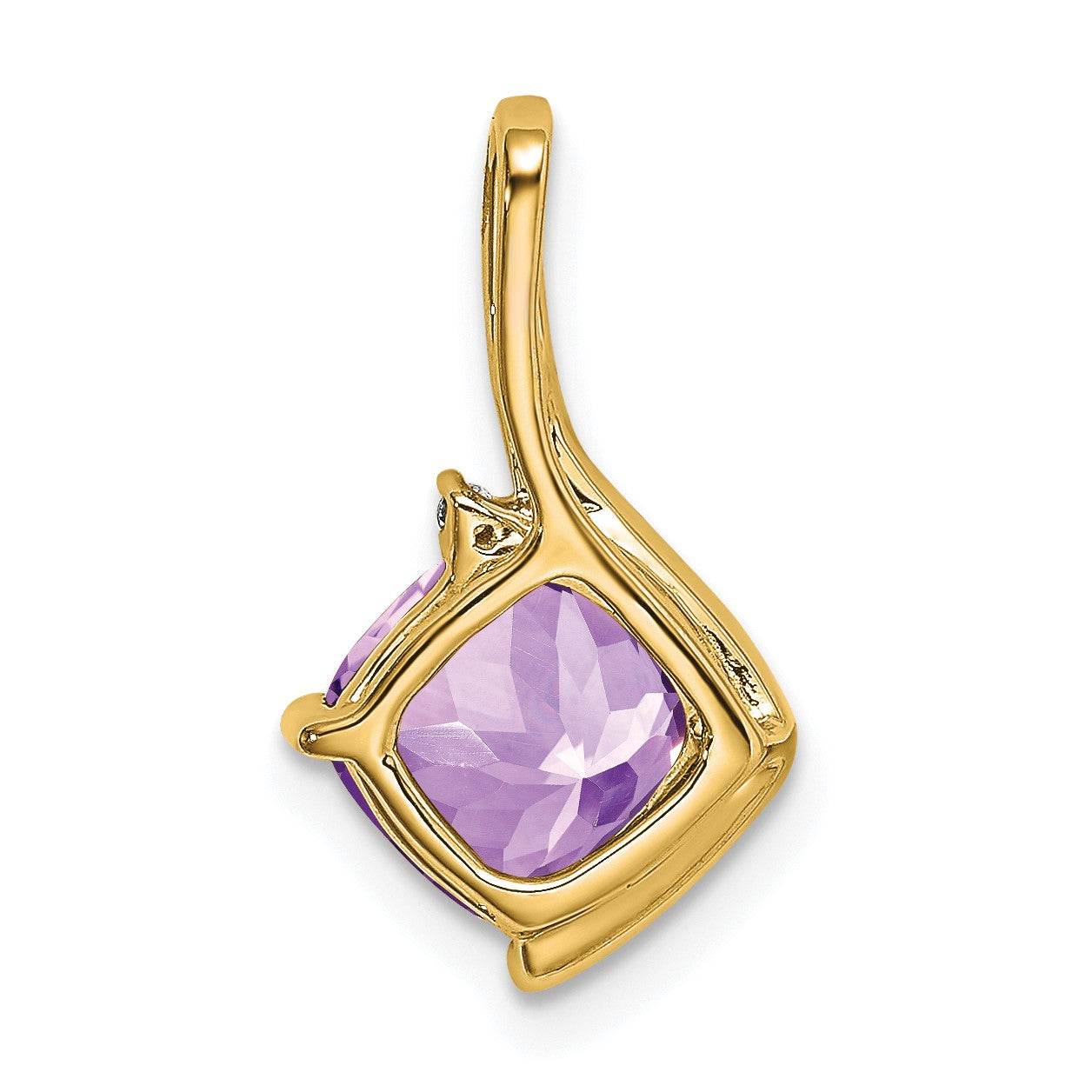 14k 7mm Cushion Amethyst and Diamond Pendant