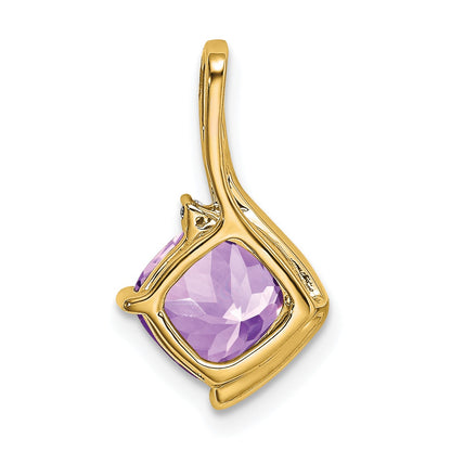 14k 7mm Cushion Amethyst and Diamond Pendant