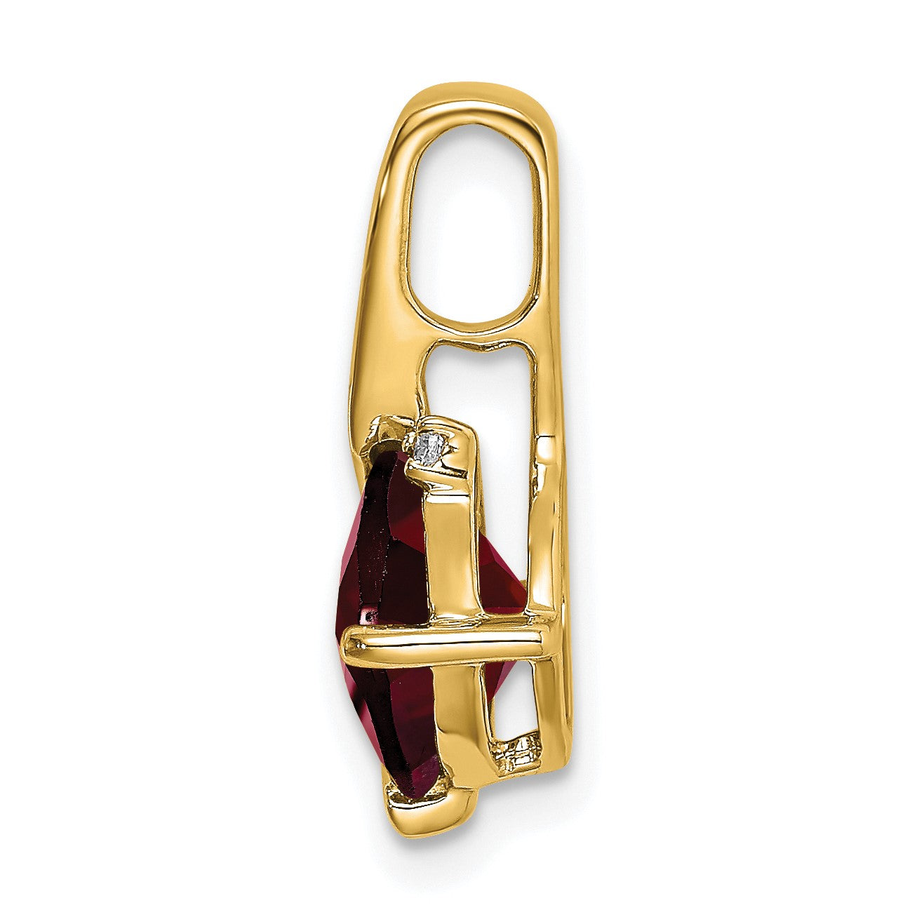 14k 7mm Cushion Garnet and Diamond Pendant