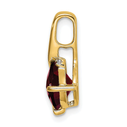 14k 7mm Cushion Garnet and Diamond Pendant