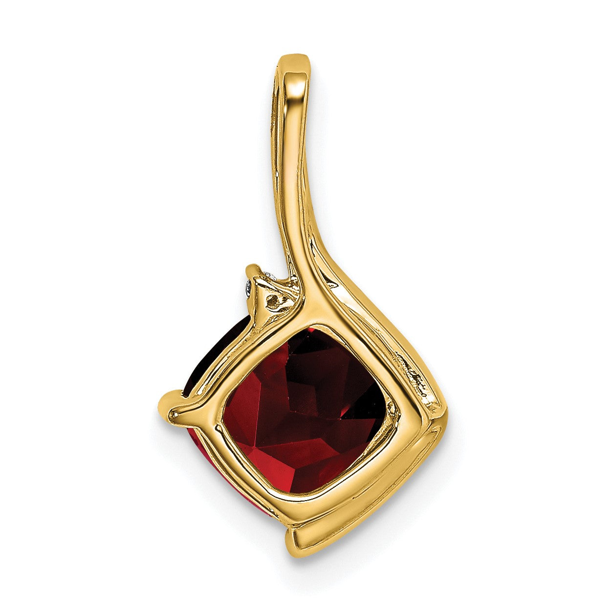14k 7mm Cushion Garnet and Diamond Pendant