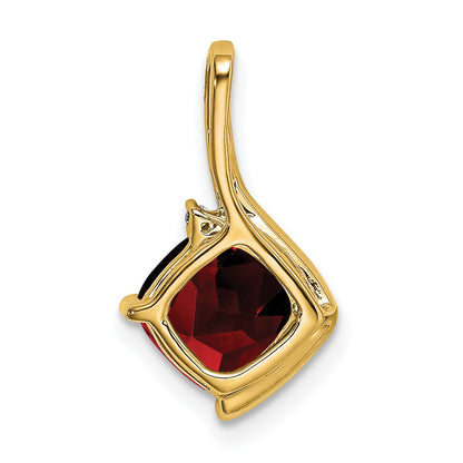 14k 7mm Cushion Garnet and Diamond Pendant