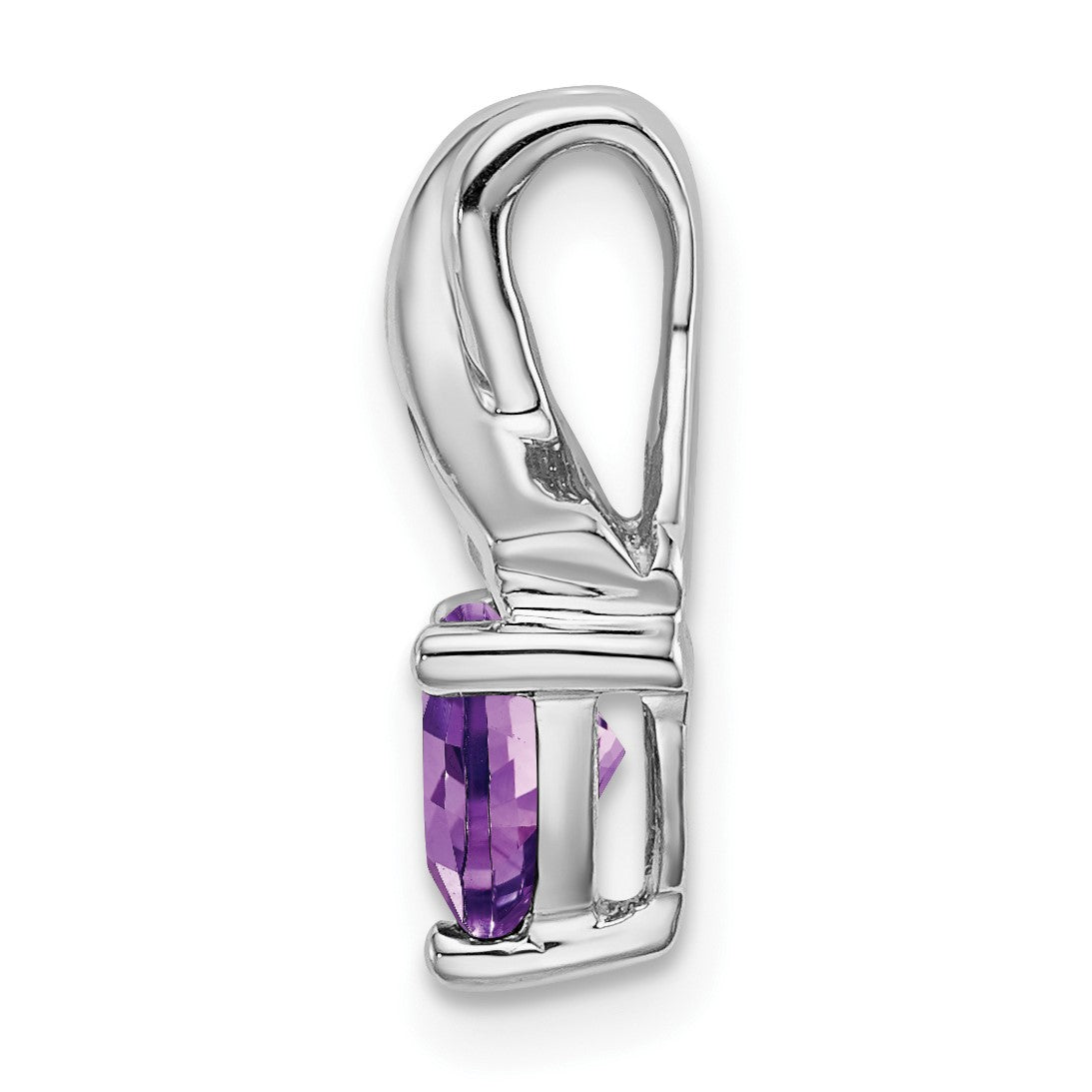 14k White Gold 6mm Trillion Amethyst and Diamond Chain Slide