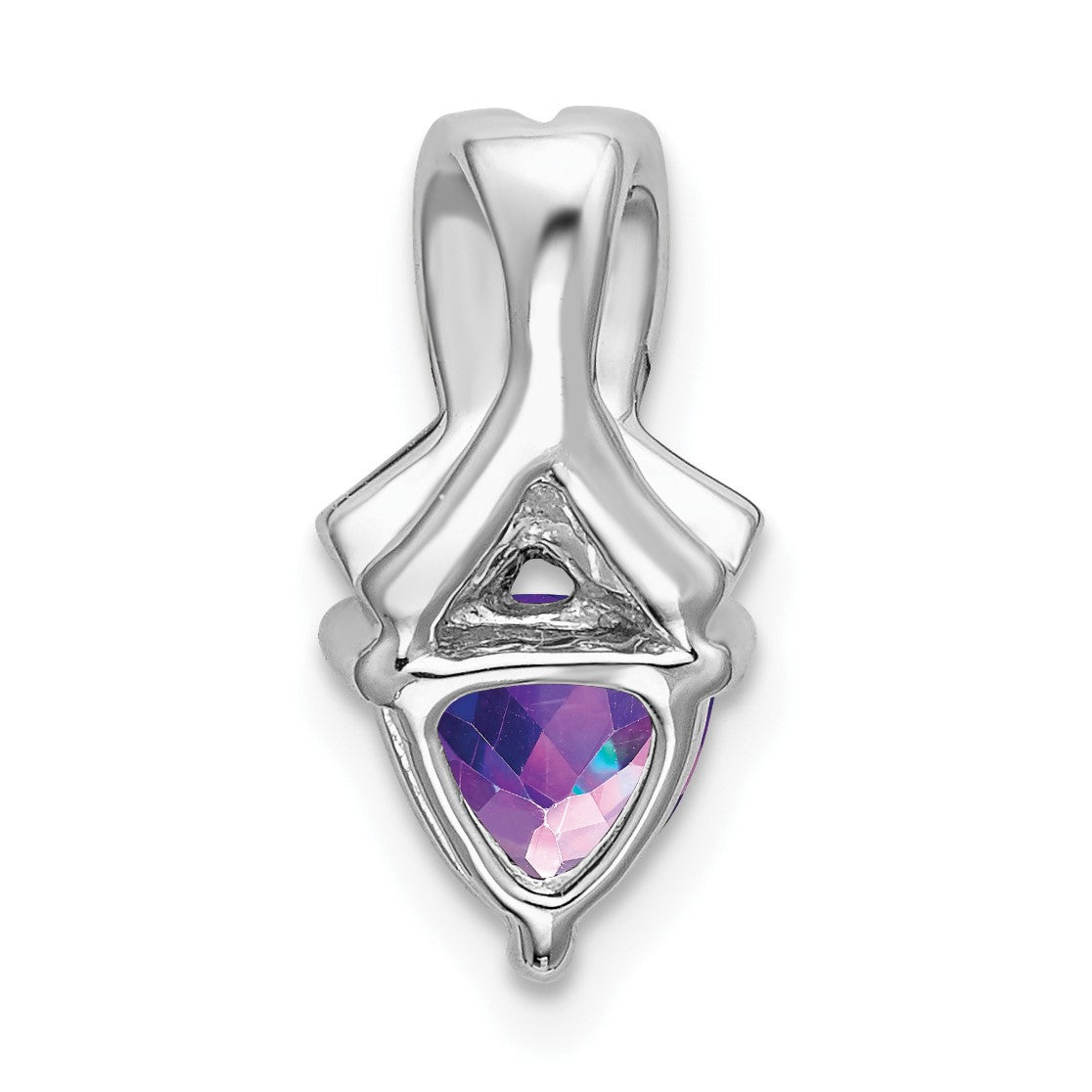 14k White Gold 6mm Trillion Amethyst and Diamond Chain Slide