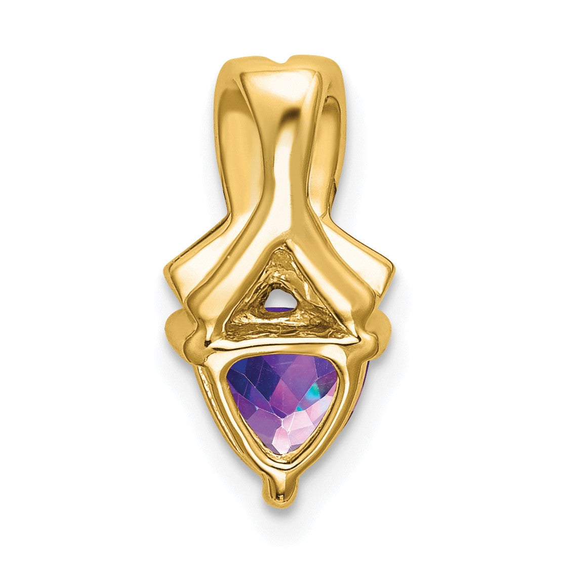 14k 6mm Trillion Amethyst and Diamond Chain Slide