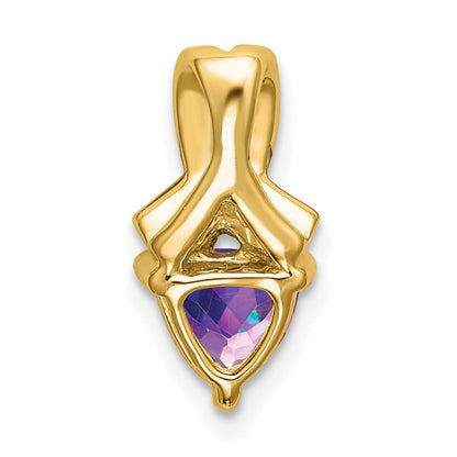 14k 6mm Trillion Amethyst and Diamond Chain Slide