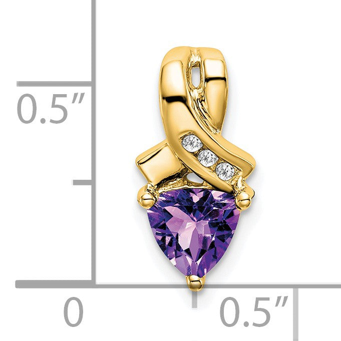 14k 6mm Trillion Amethyst and Diamond Chain Slide