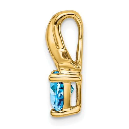 14k 6mm Trillion Blue Topaz and Diamond Chain Slide