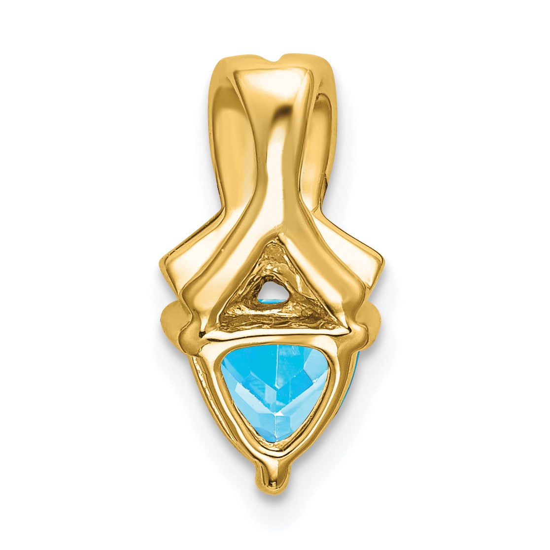 14k 6mm Trillion Blue Topaz and Diamond Chain Slide