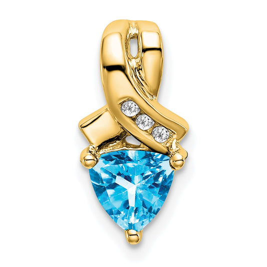 14k 6mm Trillion Blue Topaz and Diamond Chain Slide