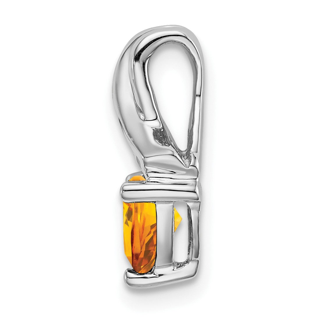 14k White Gold 6mm Trillion Citrine and Diamond Chain Slide