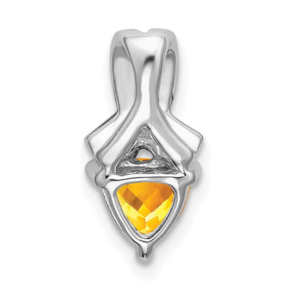 14k White Gold 6mm Trillion Citrine and Diamond Chain Slide