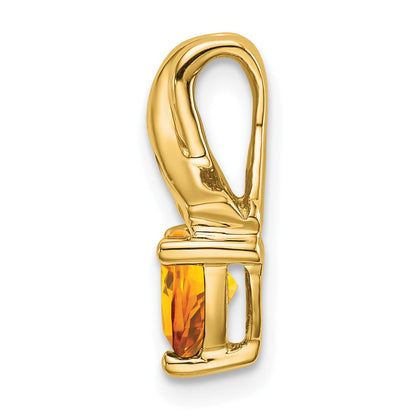 14k 6mm Trillion Citrine and Diamond Chain Slide
