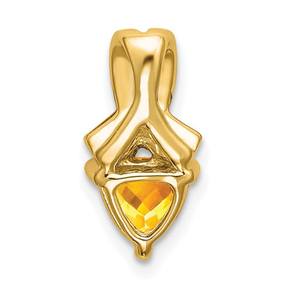 14k 6mm Trillion Citrine and Diamond Chain Slide