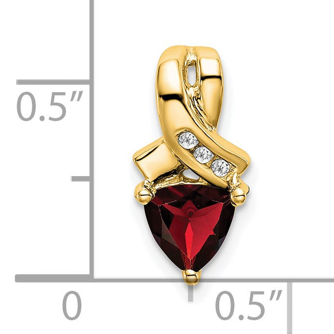 14k 6mm Trillion Garnet and Diamond Chain Slide