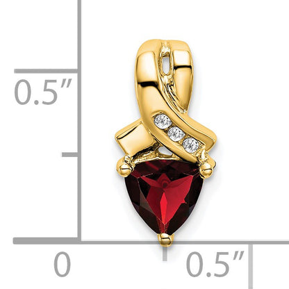 14k 6mm Trillion Garnet and Diamond Chain Slide