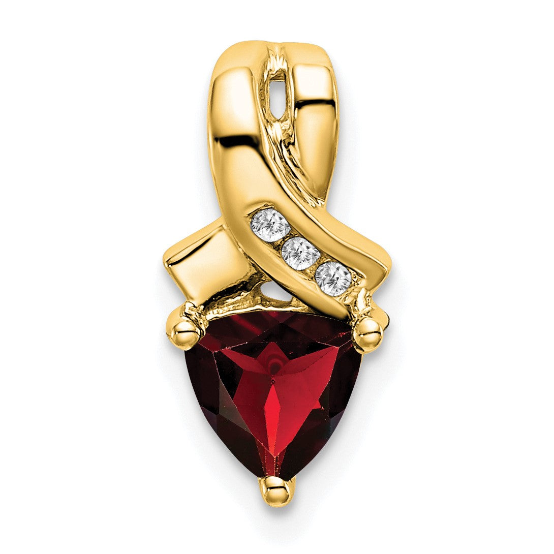 14k 6mm Trillion Garnet and Diamond Chain Slide