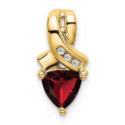 14k 6mm Trillion Garnet and Diamond Chain Slide