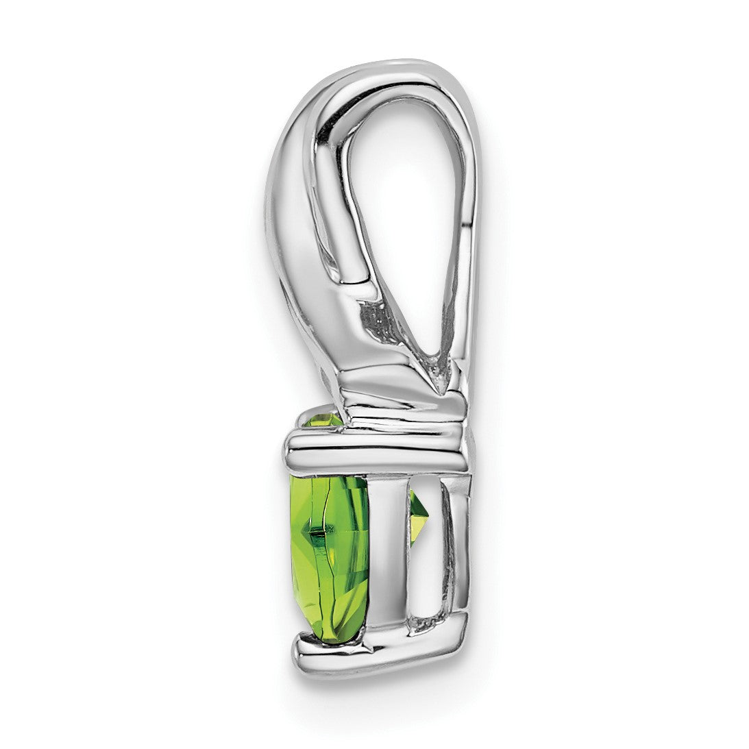 14k White Gold 6mm Trillion Peridot and Diamond Chain Slide