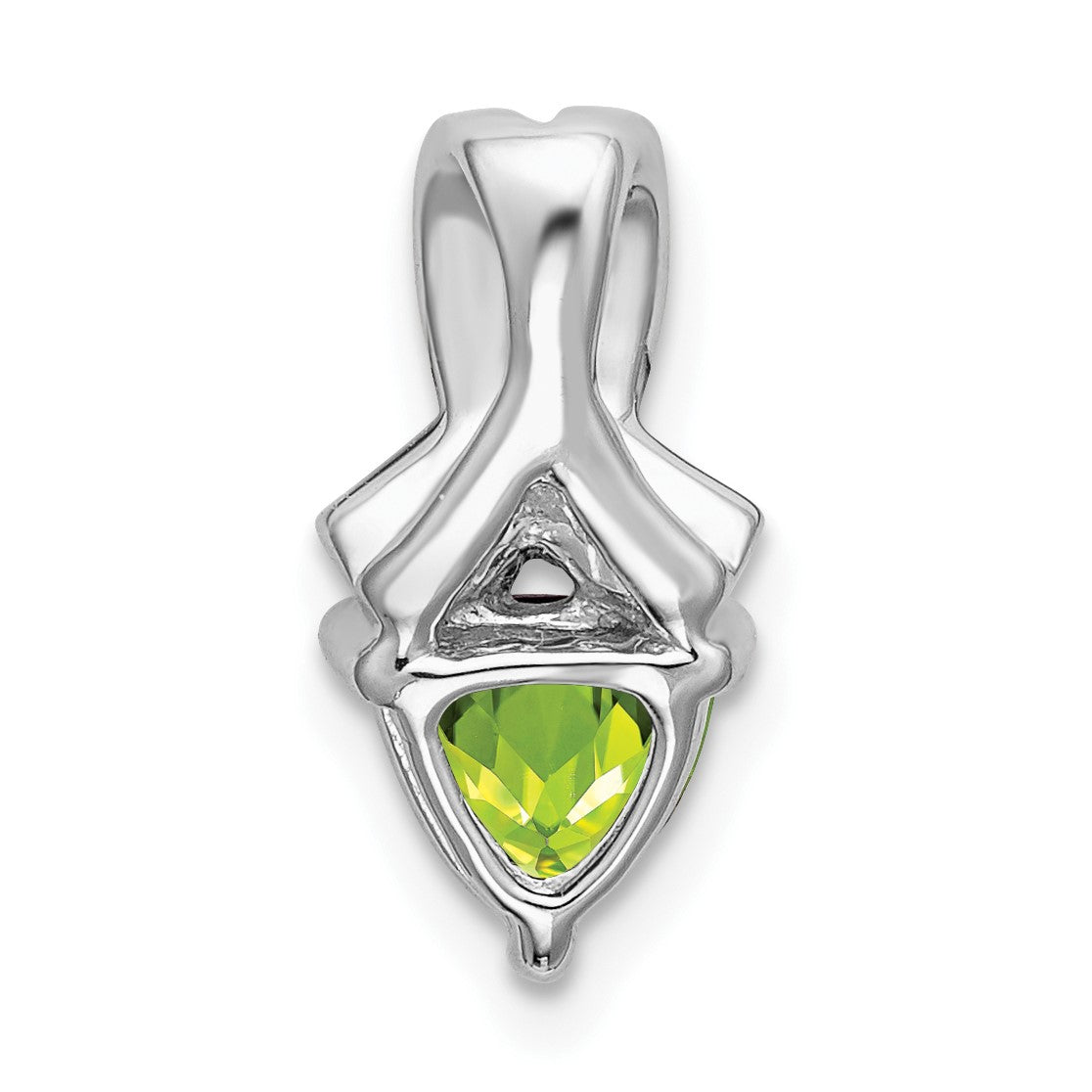 14k White Gold 6mm Trillion Peridot and Diamond Chain Slide