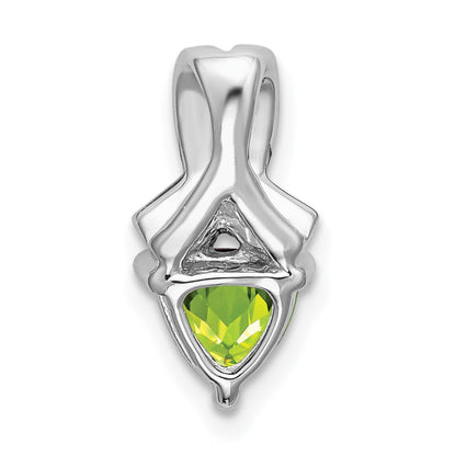 14k White Gold 6mm Trillion Peridot and Diamond Chain Slide