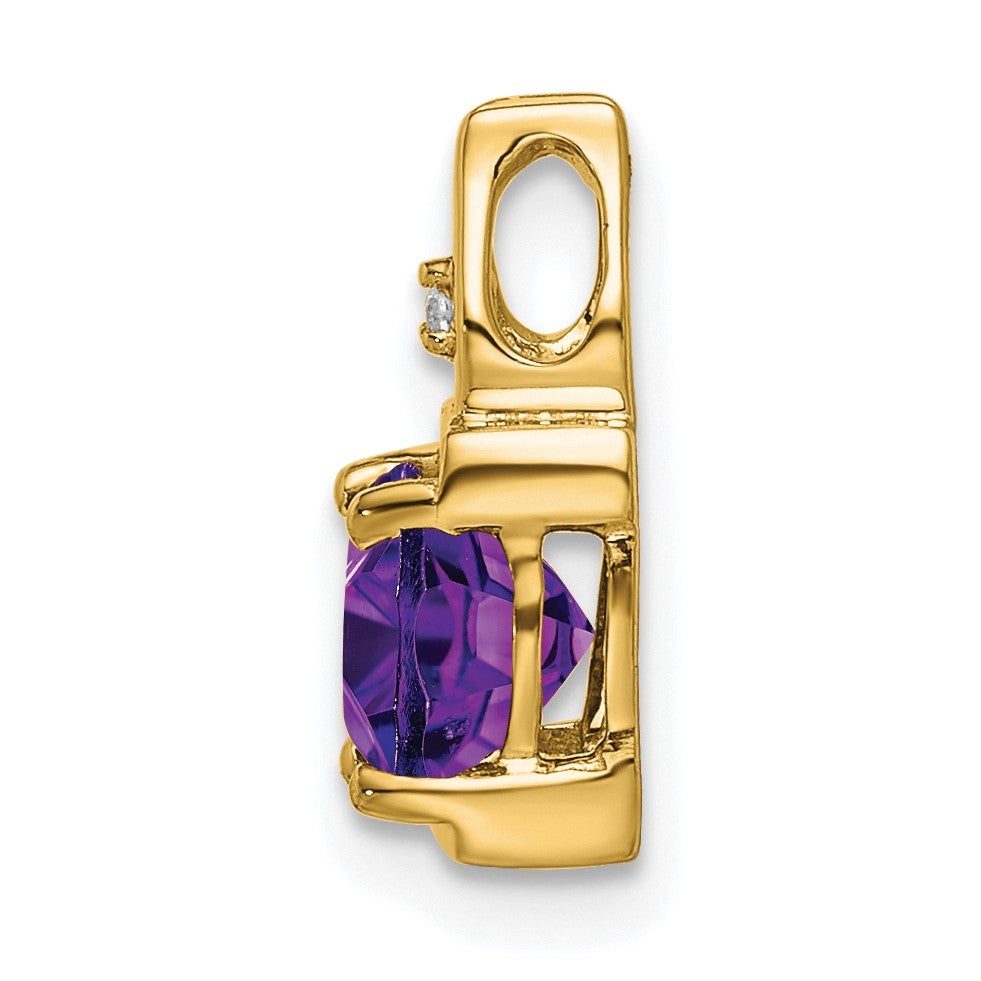 14k 6mm Cushion Amethyst and Diamond Chain Slide