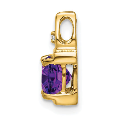 14k 6mm Cushion Amethyst and Diamond Chain Slide
