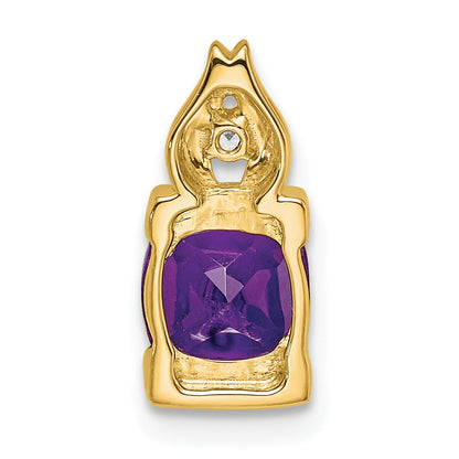 14k 6mm Cushion Amethyst and Diamond Chain Slide
