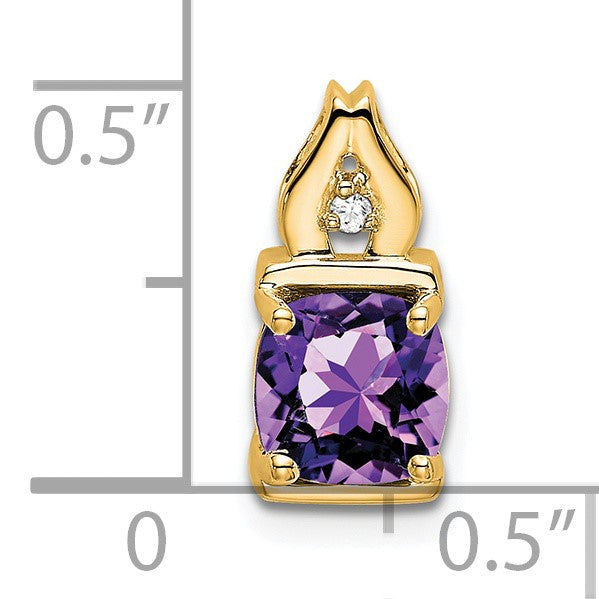 14k 6mm Cushion Amethyst and Diamond Chain Slide