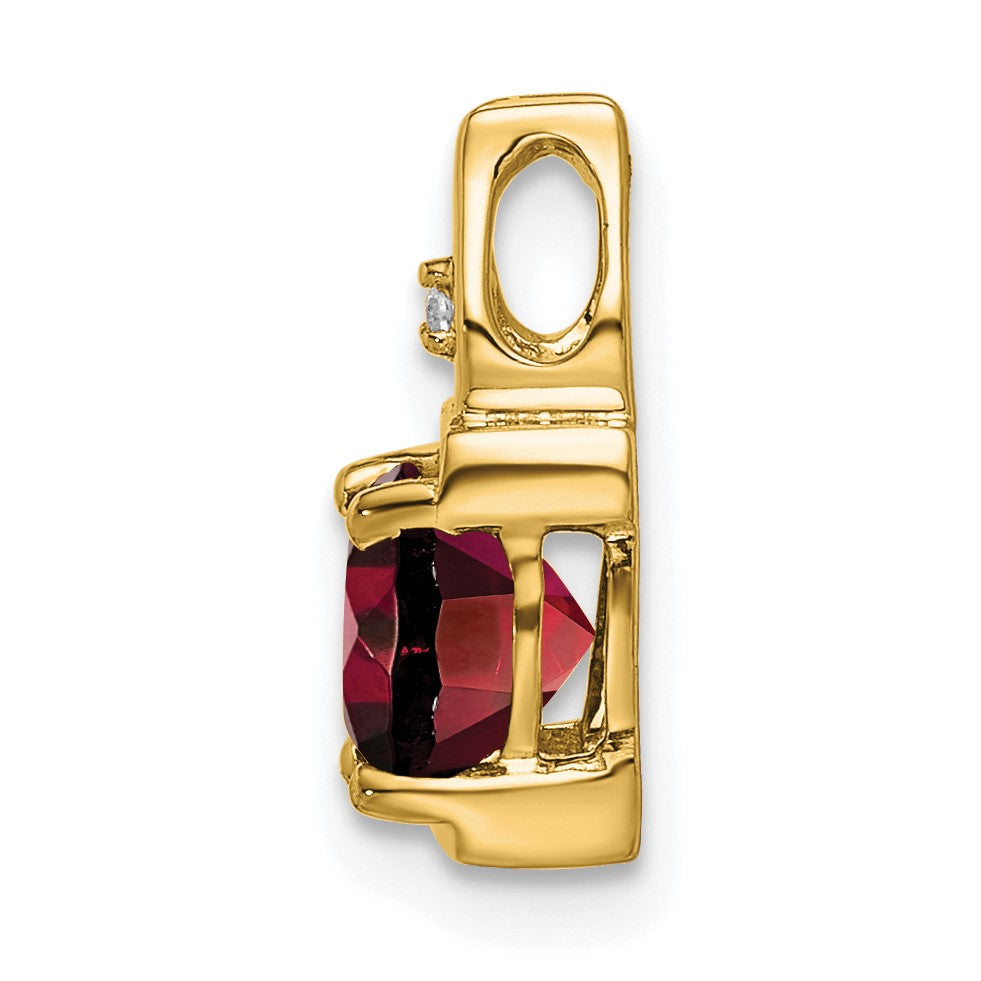 14k 6mm Cushion Garnet and Diamond Chain Slide