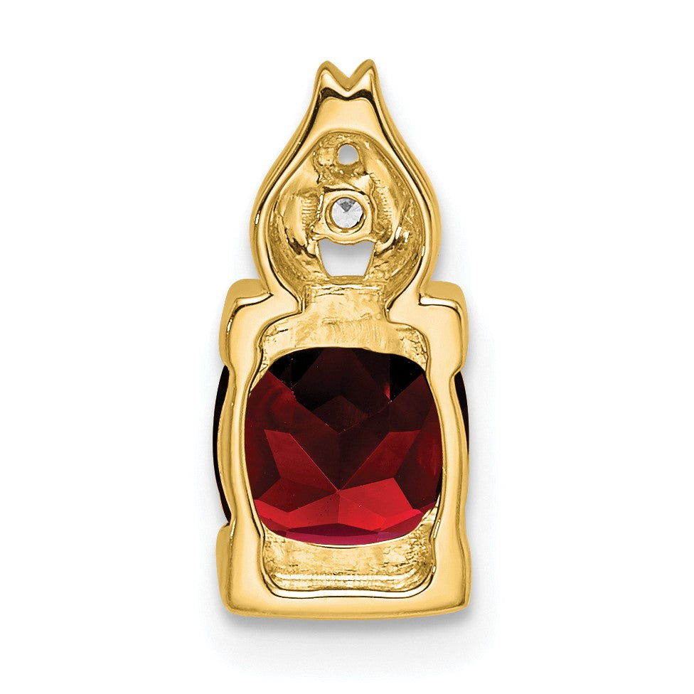 14k 6mm Cushion Garnet and Diamond Chain Slide