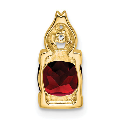 14k 6mm Cushion Garnet and Diamond Chain Slide
