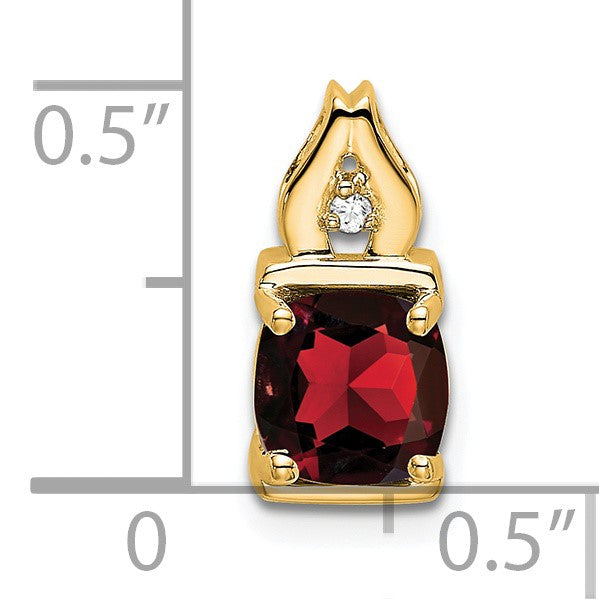 14k 6mm Cushion Garnet and Diamond Chain Slide