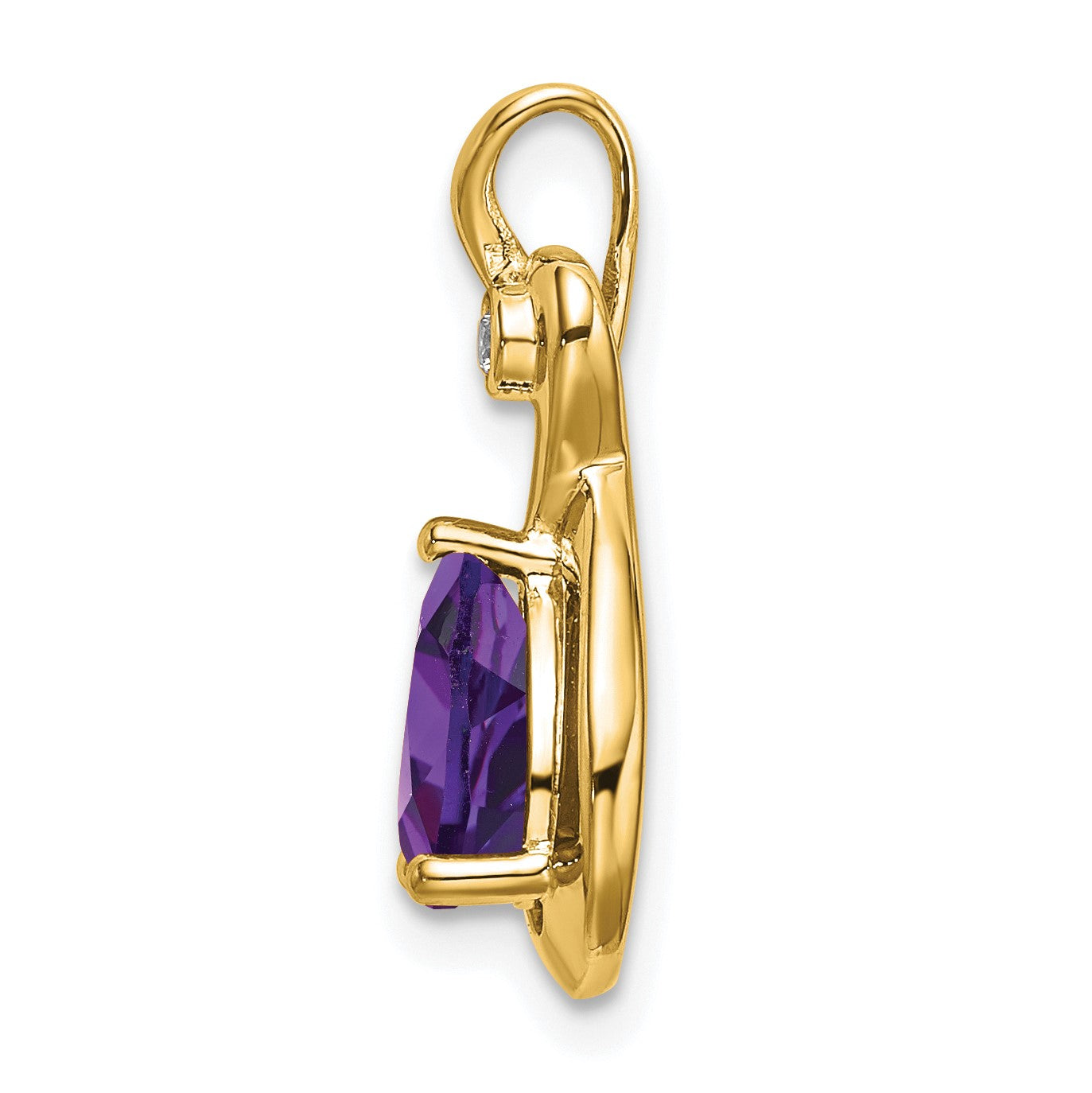 14k 8x6mm Pear Amethyst and Diamond Chain Slide