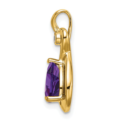 14k 8x6mm Pear Amethyst and Diamond Chain Slide