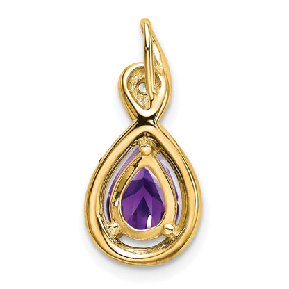14k 8x6mm Pear Amethyst and Diamond Chain Slide