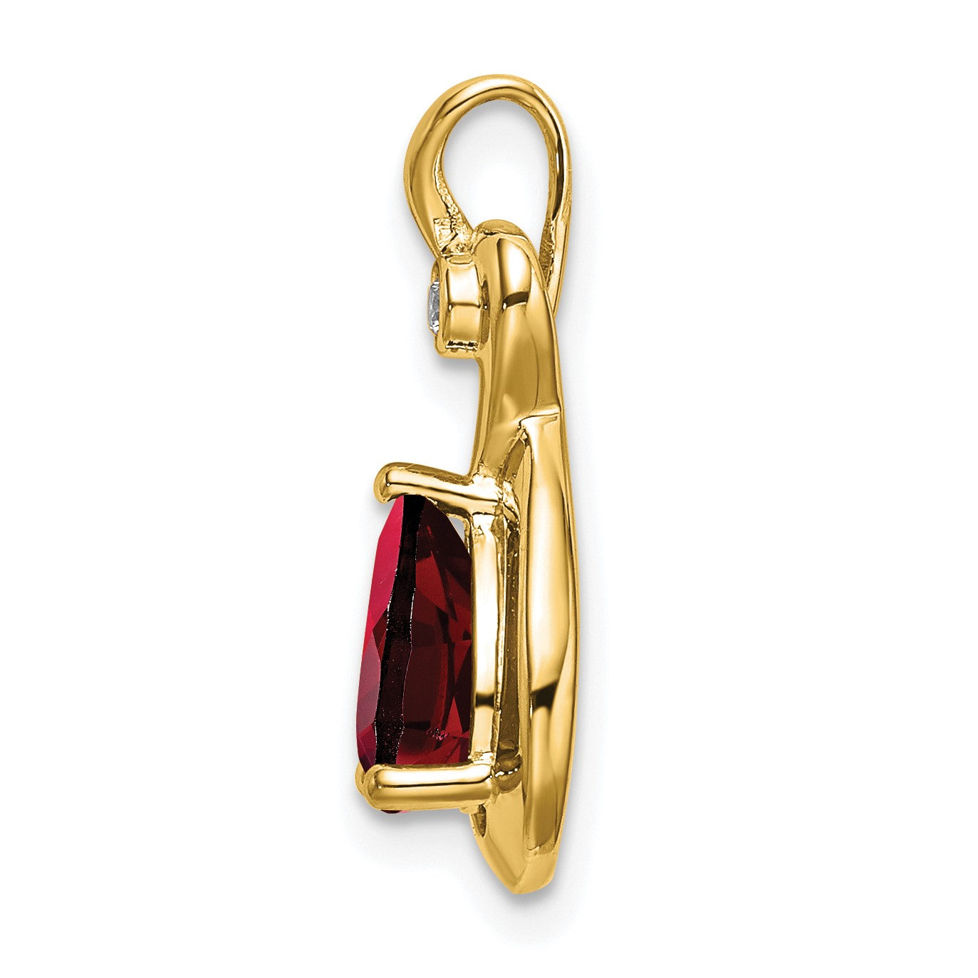 14k 8x6mm Pear Garnet and Diamond Chain Slide