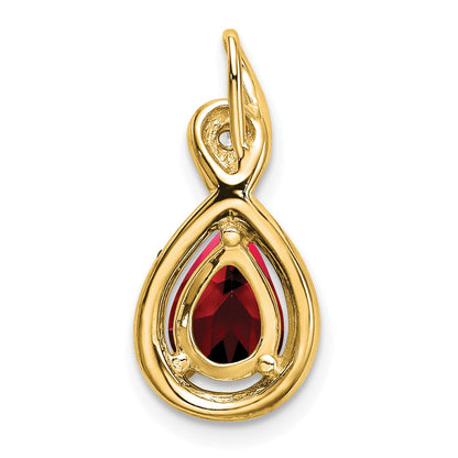 14k 8x6mm Pear Garnet and Diamond Chain Slide
