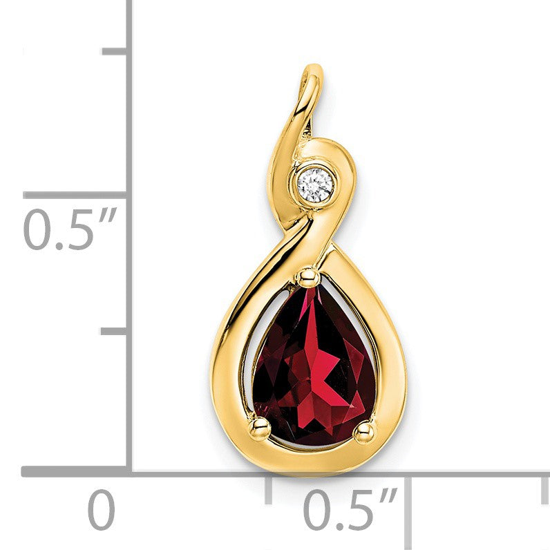 14k 8x6mm Pear Garnet and Diamond Chain Slide