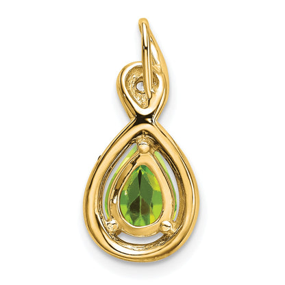 14k 8x6mm Pear Peridot and Diamond Chain Slide