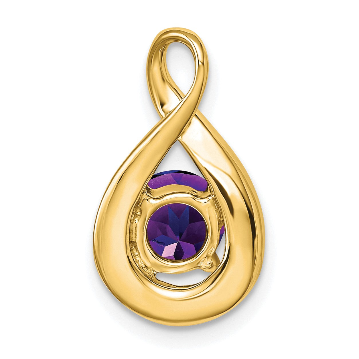 14k 6mm Round Amethyst and Diamond Chain Slide
