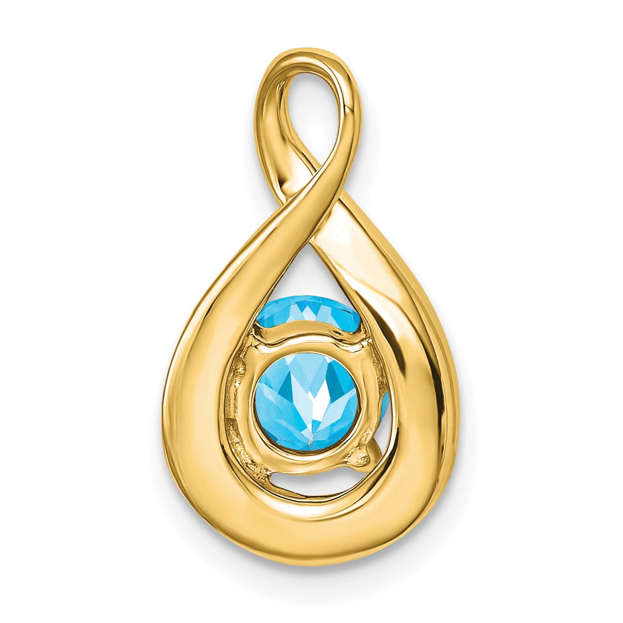 14k 6mm Round Blue Topaz and Diamond Chain Slide