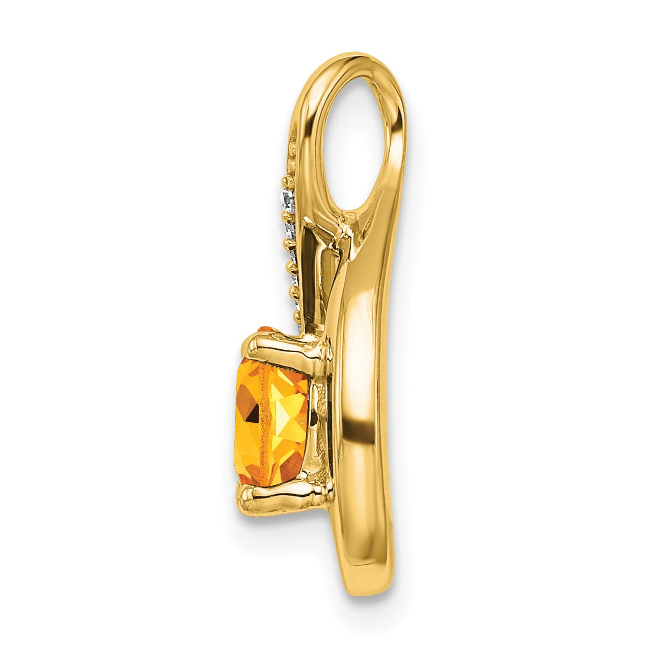 14k 6mm Round Citrine and Diamond Chain Slide