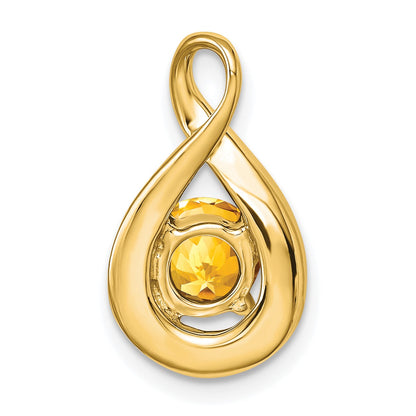 14k 6mm Round Citrine and Diamond Chain Slide