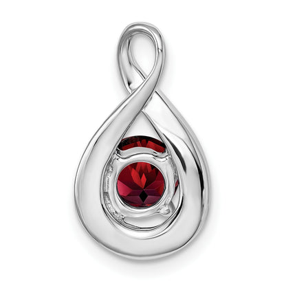 14k White Gold 6mm Round Garnet and Diamond Chain Slide