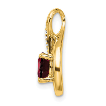 14k 6mm Round Garnet and Diamond Chain Slide