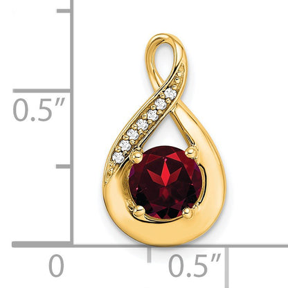 14k 6mm Round Garnet and Diamond Chain Slide
