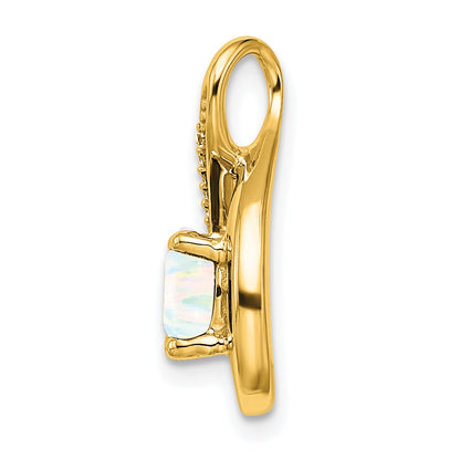 14k Lab Created Opal and Diamond Teardrop Chain Slide