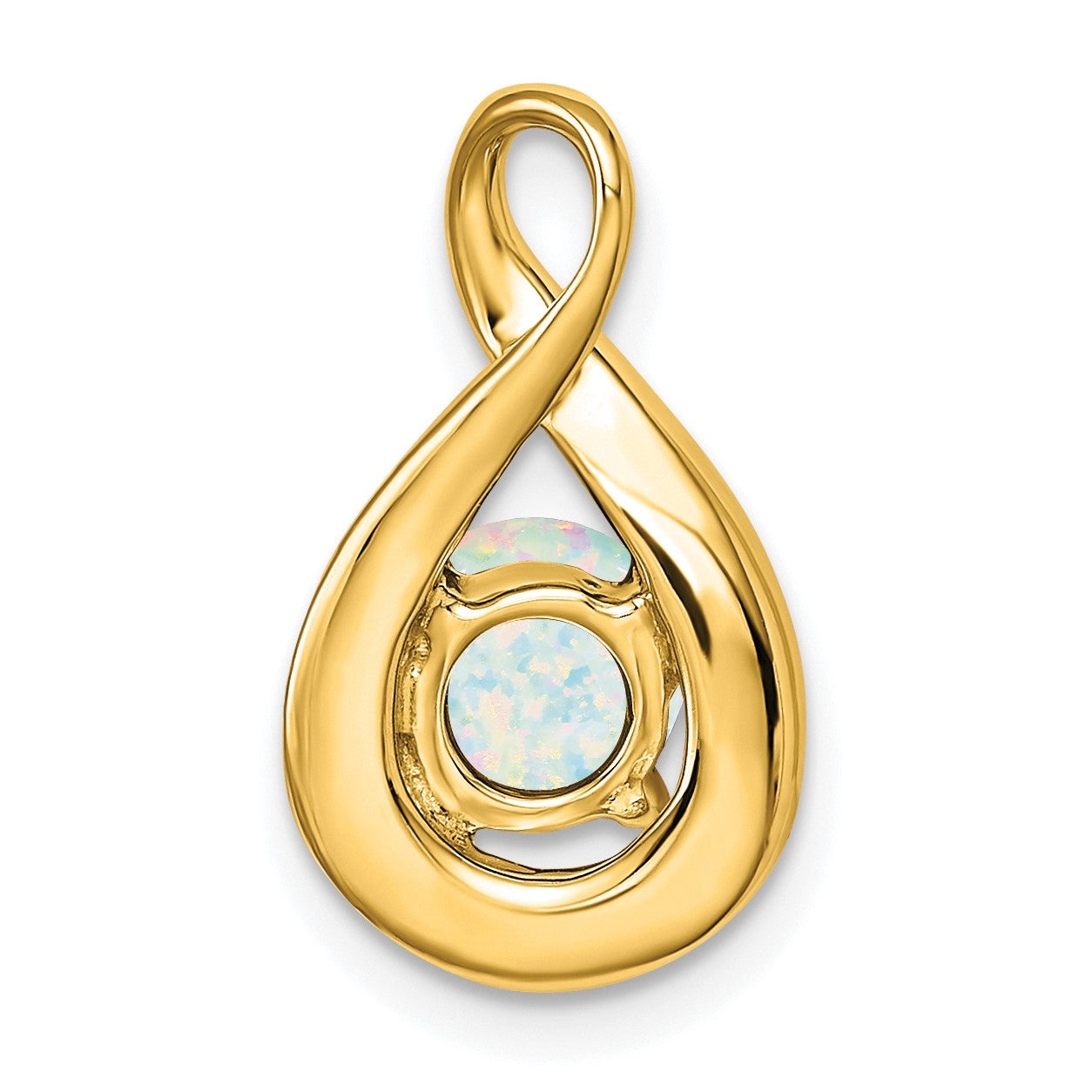 14k Lab Created Opal and Diamond Teardrop Chain Slide