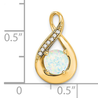 14k Lab Created Opal and Diamond Teardrop Chain Slide